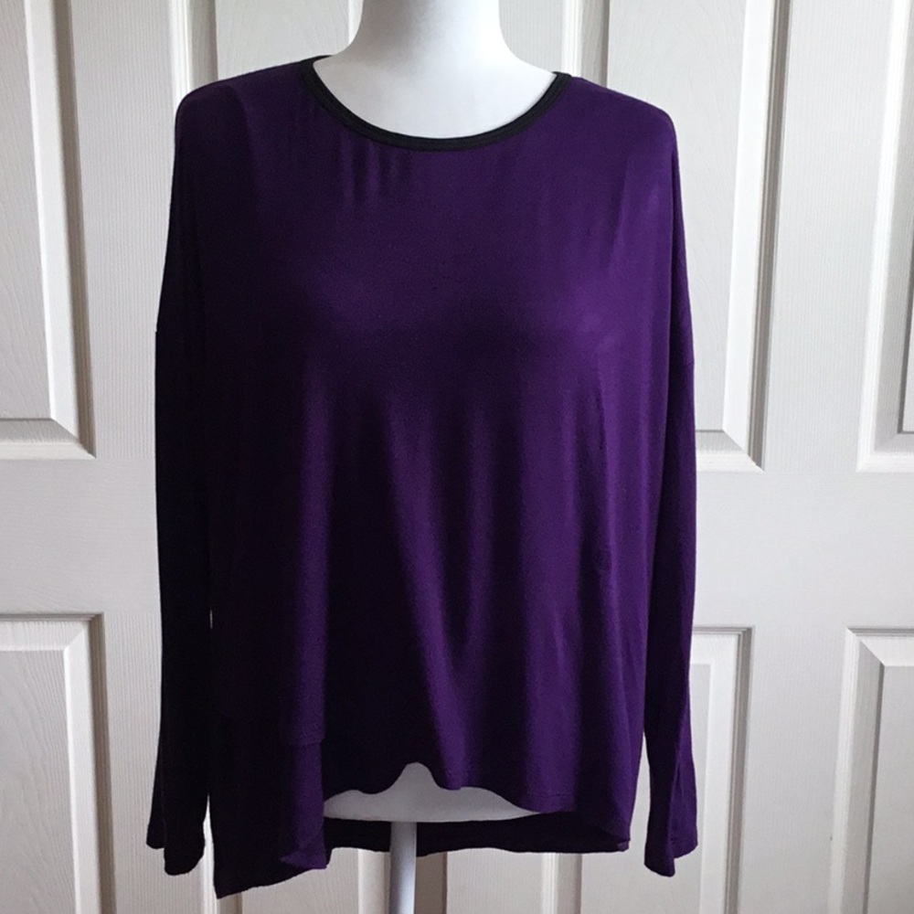 Purple Long Sleeve Tunic‎ with Asymmetrical Hem Streetwear Festival Size L